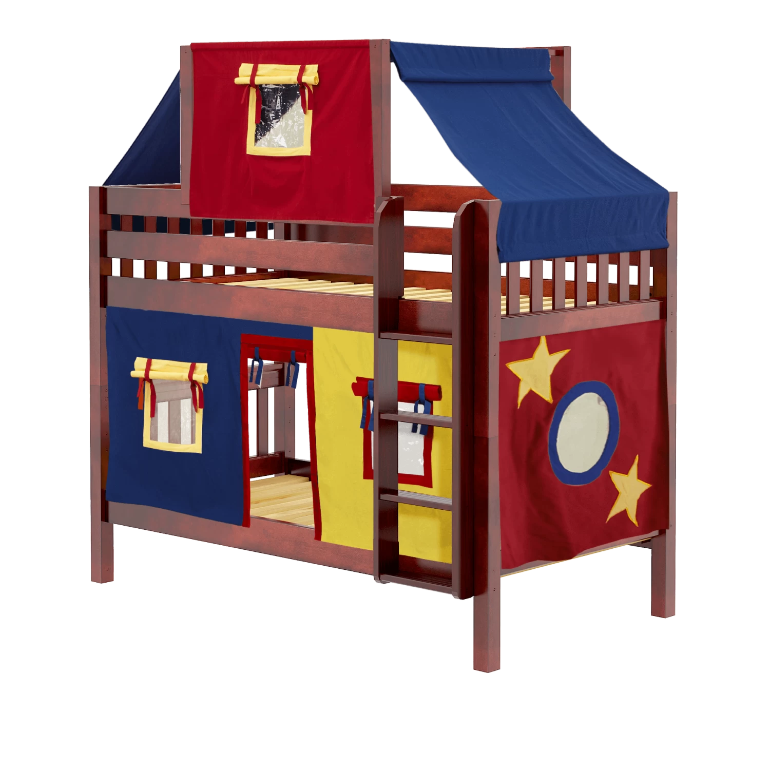 Maxtrix Twin Low Bunk Bed With Straight Ladder, Top Tent + Curtain 22 Maxtrix Twin Low Bunk Bed With Straight Ladder, Top Tent + Curtain - Image 20