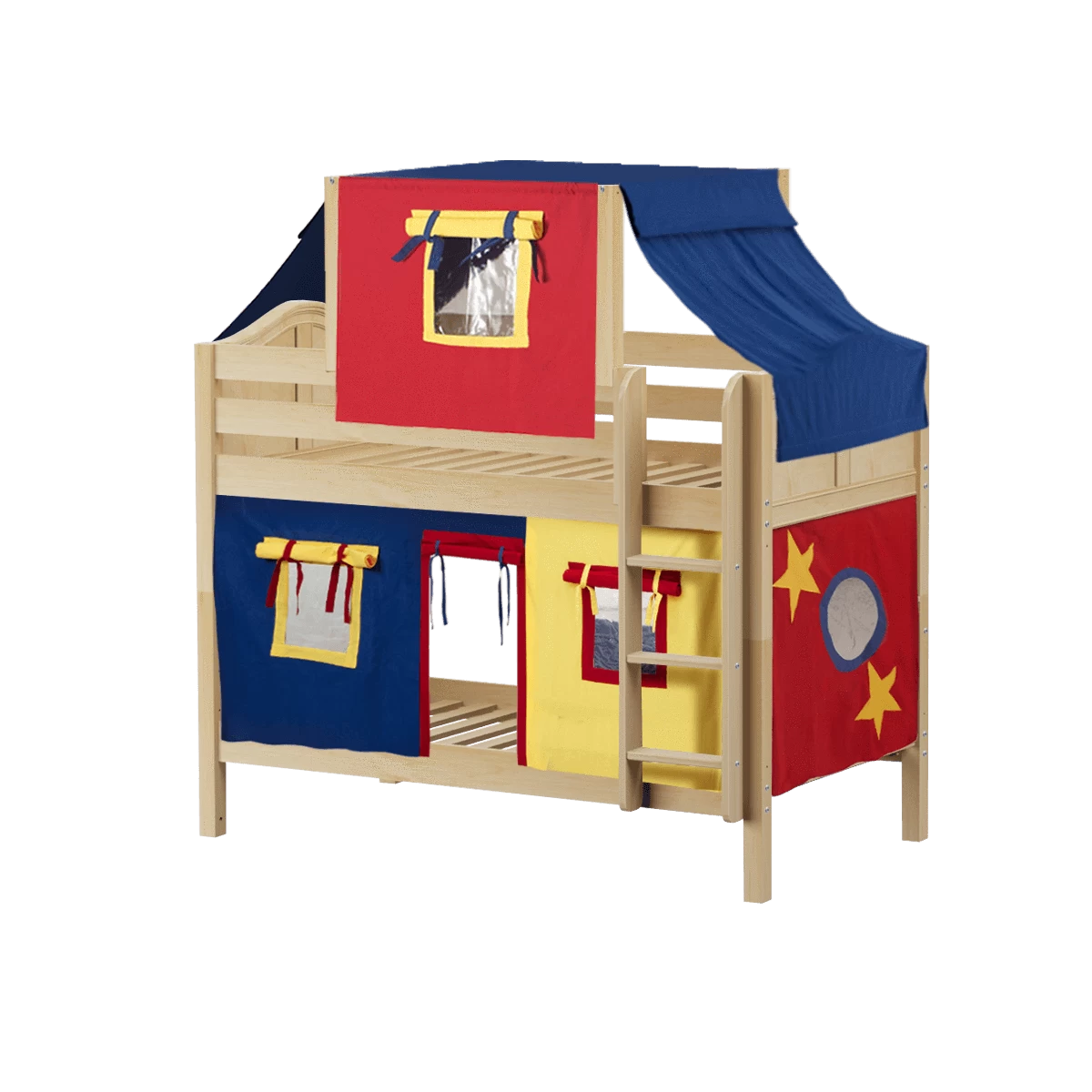 Maxtrix Twin Low Bunk Bed With Straight Ladder, Top Tent + Curtain 5 Maxtrix Twin Low Bunk Bed With Straight Ladder, Top Tent + Curtain - Image 3