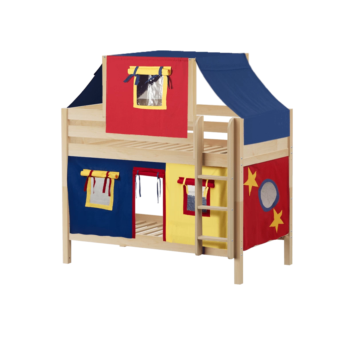 Maxtrix Twin Low Bunk Bed With Straight Ladder, Top Tent + Curtain 14 Maxtrix Twin Low Bunk Bed With Straight Ladder, Top Tent + Curtain - Image 12