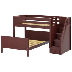 Maxtrix L-Shaped Twin Over Full Bunk Bed With Stairs -Kid Furniture WIGGLE CP