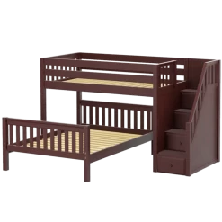 Maxtrix L-Shaped Twin Over Full Bunk Bed With Stairs -Kid Furniture WIGGLE CS