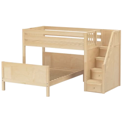 Maxtrix L-Shaped Twin Over Full Bunk Bed With Stairs -Kid Furniture WIGGLE NP
