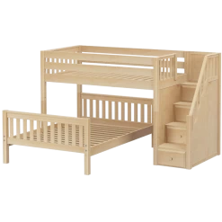 Maxtrix L-Shaped Twin Over Full Bunk Bed With Stairs -Kid Furniture WIGGLE NS