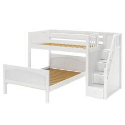 Maxtrix L-Shaped Twin Over Full Bunk Bed With Stairs -Kid Furniture WIGGLE WP