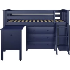 Jackpot Deluxe Windsor Twin Storage Loft Bed With Dresser + Bookcase + Desk -Kid Furniture WINSOR2BLUECENTER1 7bed5396 11b4 4203 b0ec 0de462bc831c