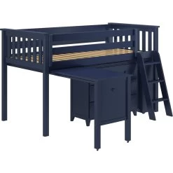 Jackpot Deluxe Windsor Twin Storage Loft Bed With Dresser + Bookcase + Desk -Kid Furniture WINSOR2BLUERIGHT1 1 8de28a3f 30e9 4e00 8bb0 55889b5587b9