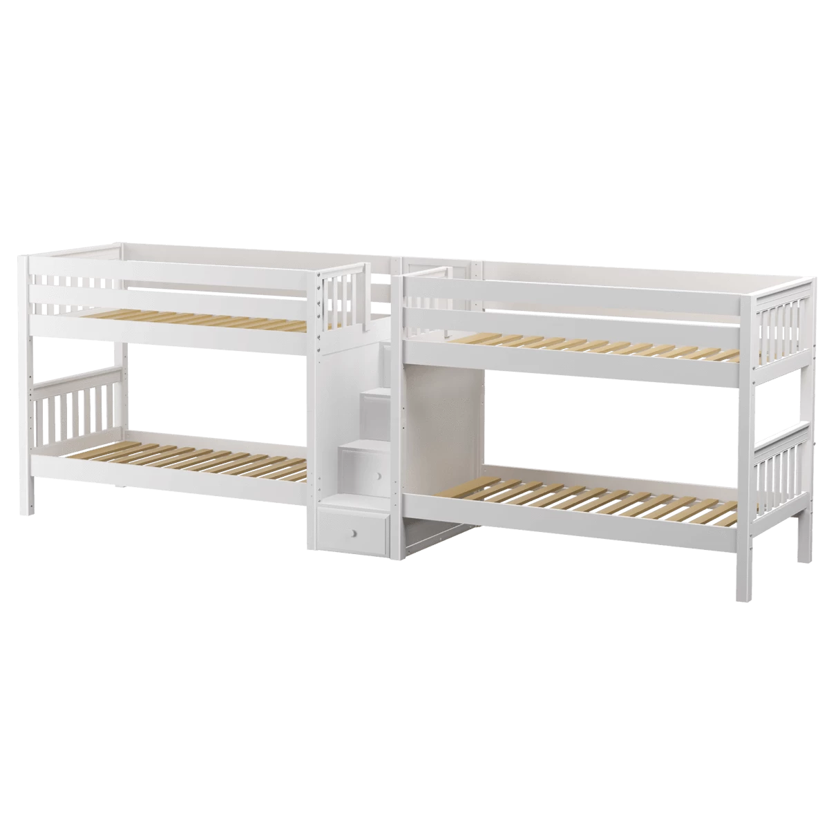 Maxtrix Twin Low Quadruple Bunk Bed With Stairs 3 Maxtrix Twin Low Quadruple Bunk Bed With Stairs