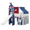 Maxtrix Twin Low Loft Bed With Angled Ladder, Curtain, Top Tent, Tower + Slide -Kid Furniture WOW44 WS c6bb5931 98e8 4693 8bbf 9102085a082b