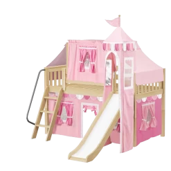 Maxtrix Twin Low Loft Bed With Angled Ladder, Curtain, Top Tent, Tower + Slide -Kid Furniture WOW64 NS 09d12e23 8527 419f 8e1c a2bf2ecc7ed3