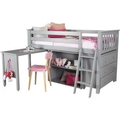 Jackpot Deluxe Windsor Twin Storage Loft Bed With Dresser + Bookcase + Desk -Kid Furniture Windsor2Grey 09f4ac54 0c43 4585 b06c 70050f5d33fc