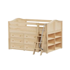 Maxtrix Full Low Loft Bed With Angled Ladder + Storage -Kid Furniture XL1 NC e8cc0f25 e4af 4f1f a3d6 b9727a9d63c4