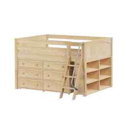 Maxtrix Full Low Loft Bed With Angled Ladder + Storage -Kid Furniture XL1 NP 5c80e316 44b5 4bf2 a20e 7e61eb98d6ee