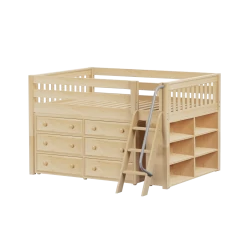 Maxtrix Full Low Loft Bed With Angled Ladder + Storage -Kid Furniture XL1 NS cb54b63a 4dff 4a17 9748 77d74293b1fc