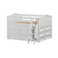 Maxtrix Full Low Loft Bed With Angled Ladder + Storage -Kid Furniture XL1 WC 1f3130ec ff9b 4b6f bc28 8647b8a5a52a