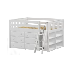 Maxtrix Full Low Loft Bed With Angled Ladder + Storage -Kid Furniture XL1 WS f36ed2fd 9b56 49a0 85d2 63fd9ae4cf24