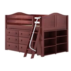 Maxtrix Full Low Loft Bed With Angled Ladder + Storage -Kid Furniture XL1 CC LEFT