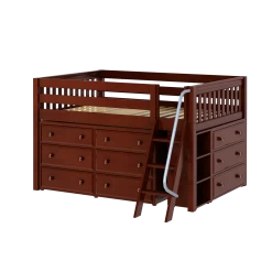 Maxtrix Full Low Loft Bed With Angled Ladder + Storage -Kid Furniture XL3 CS f751219f e9d2 4dc9 9fa6 e4fb0f90b53f