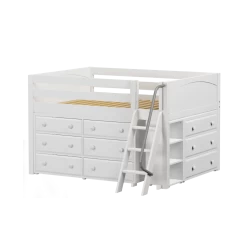 Maxtrix Full Low Loft Bed With Angled Ladder + Storage -Kid Furniture XL3 WP 3dcd2860 75a4 42a9 a8d4 ba2c741b140f