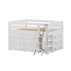 Maxtrix Full Low Loft Bed With Angled Ladder + Storage -Kid Furniture XL3 WS c43d80f9 d15c 4e8d b8a6 04f0a1e7e301
