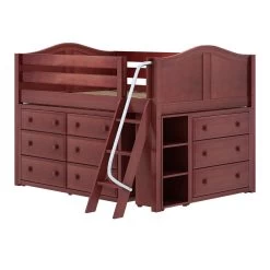 Maxtrix Full Low Loft Bed With Angled Ladder + Storage -Kid Furniture XL3 CC LEFT