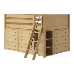 Maxtrix Full Low Loft Bed With Angled Ladder + Storage -Kid Furniture XL3 NP LEFT