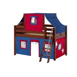 Maxtrix Twin Low Loft Bed With Angled Ladder, Curtain + Top Tent -Kid Furniture YANG21 CC 721940d0 d975 4a59 b910 72a62b3d4dea