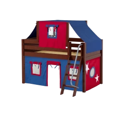 Maxtrix Twin Low Loft Bed With Angled Ladder, Curtain + Top Tent -Kid Furniture YANG21 CP 8bc2e309 fe2d 48ff b446 cd1e6f5a0d93