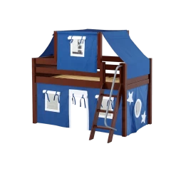 Maxtrix Twin Low Loft Bed With Angled Ladder, Curtain + Top Tent -Kid Furniture YANG22 CP d279ac02 61e6 4e69 af11 73ee37418b0b