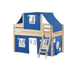 Maxtrix Twin Low Loft Bed With Angled Ladder, Curtain + Top Tent -Kid Furniture YANG22 NS a43120ae c5a5 49f8 86fe fcf9eaabe7af