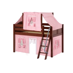 Maxtrix Twin Low Loft Bed With Angled Ladder, Curtain + Top Tent -Kid Furniture YANG23 CC 075cb247 68ae 4e45 8e5f 6edc767db246