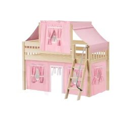 Maxtrix Twin Low Loft Bed With Angled Ladder, Curtain + Top Tent -Kid Furniture YANG23 NS df349bcb 245c 4892 87aa e6966d22761c