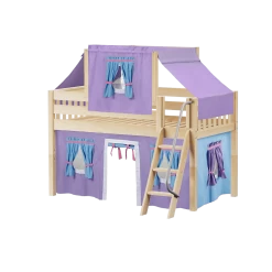 Maxtrix Twin Low Loft Bed With Angled Ladder, Curtain + Top Tent -Kid Furniture YANG27 NS 6c4a0914 6032 41ed 8e56 4fa69a643a5a