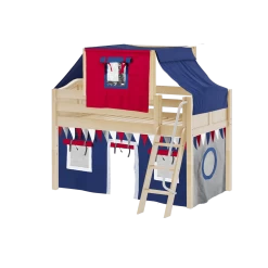 Maxtrix Twin Low Loft Bed With Angled Ladder, Curtain + Top Tent -Kid Furniture YANG44 NC 191545cd 002c 4934 b9d5 7707c16d17c9