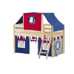 Maxtrix Twin Low Loft Bed With Angled Ladder, Curtain + Top Tent -Kid Furniture YANG44 NS bc10b6ab 8a8a 4bb7 9fbc 955e03e253f4