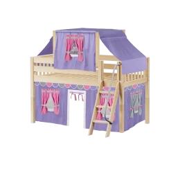 Maxtrix Twin Low Loft Bed With Angled Ladder, Curtain + Top Tent -Kid Furniture YANG56 NS f0300fe9 6cab 4b0b ac46 c14ec1986042