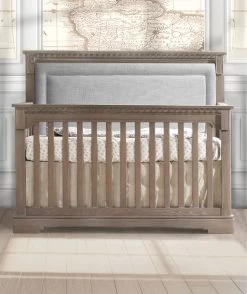 Natart Ithaca "5-in-1'' Convertible Crib With Upholstered Panel -Kid Furniture ithaca sugar cane fog