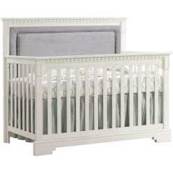 Natart Ithaca "5-in-1'' Convertible Crib With Upholstered Panel -Kid Furniture ithaca white fog